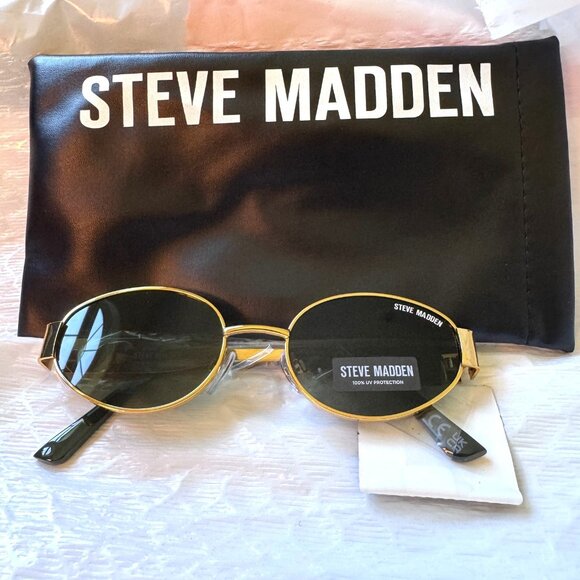 Steve Madden Mystie Sunglasses Women Gold frame Green oval lens RV$48 - Picture 1 of 5